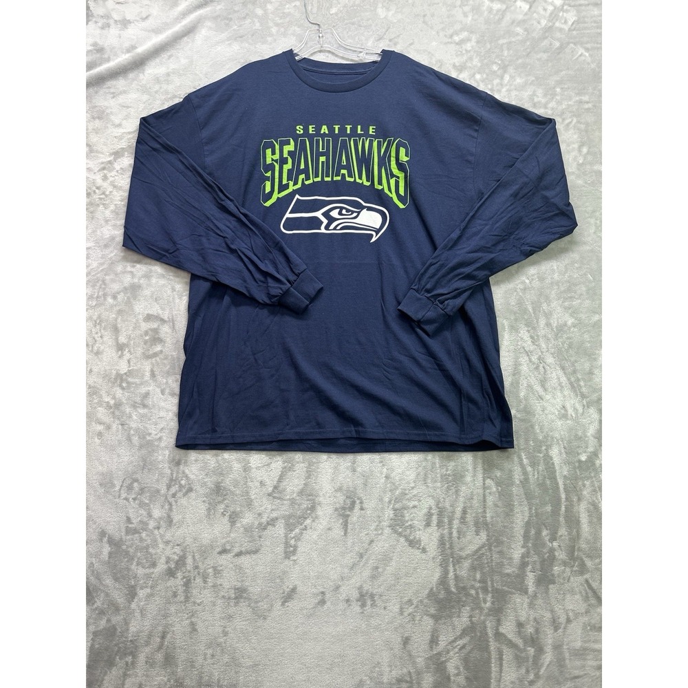 NFL Team Apparel Shirt Mens 2XL Blue Seattle Seahawks Long Sleeve Graphic Tee